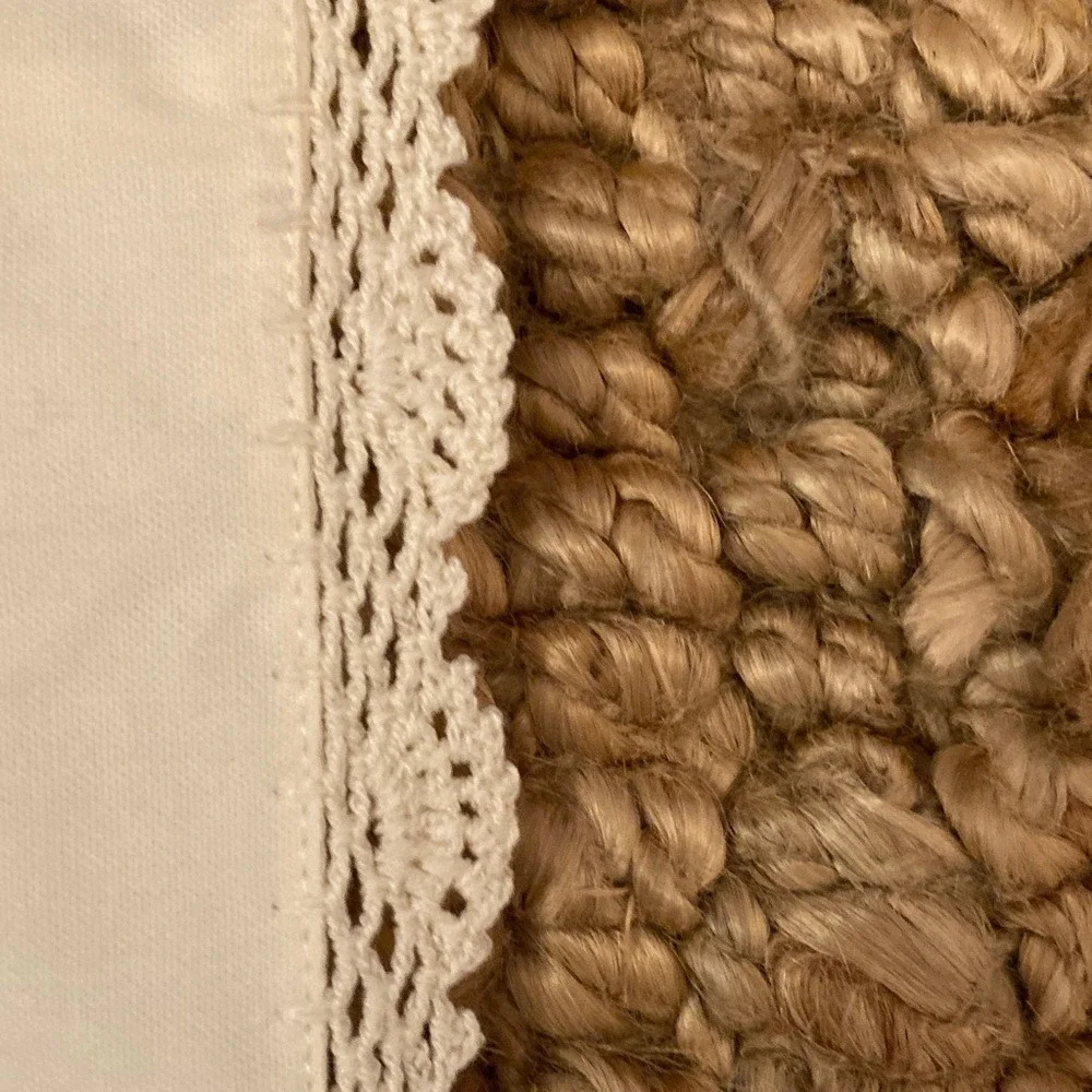 Handcrafted Floral Embroidered Lace‎ Cotton Pillow Cover 16x16